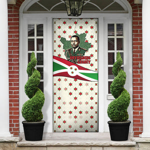 Burundi 1st July Independence Day Door Cover Patriotic Flag Portrait Art - Geometric Star Pattern