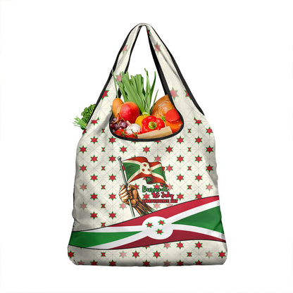 Burundi 1st July Independence Day Grocery Bag Patriotic Flag Portrait Art - Geometric Star Pattern