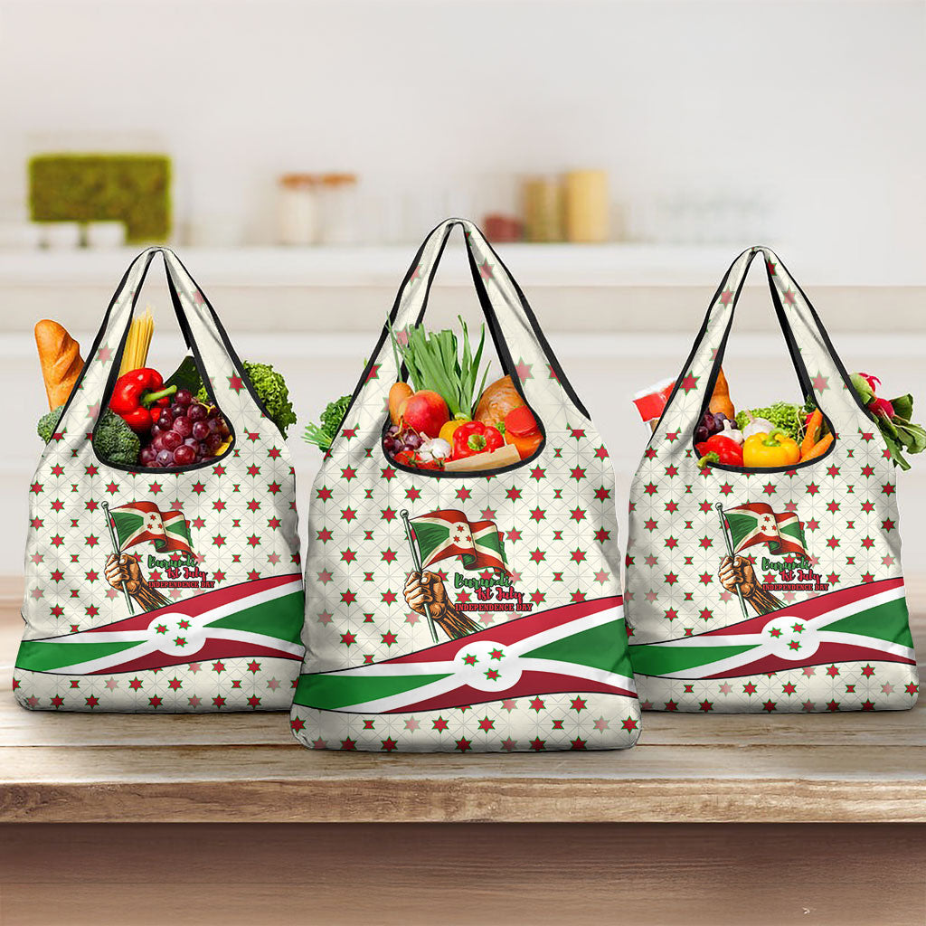 Burundi 1st July Independence Day Grocery Bag Patriotic Flag Portrait Art - Geometric Star Pattern