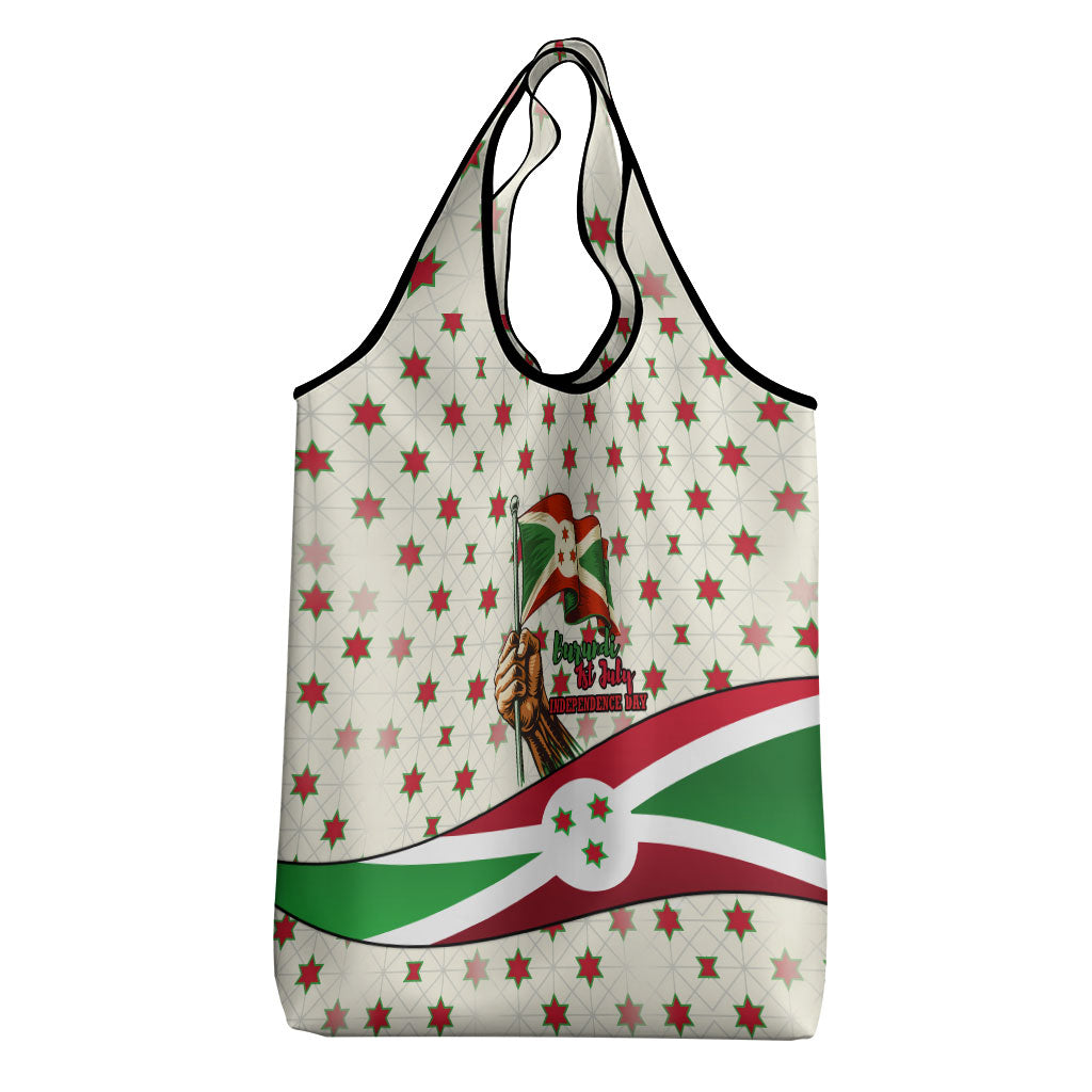 Burundi 1st July Independence Day Grocery Bag Patriotic Flag Portrait Art - Geometric Star Pattern