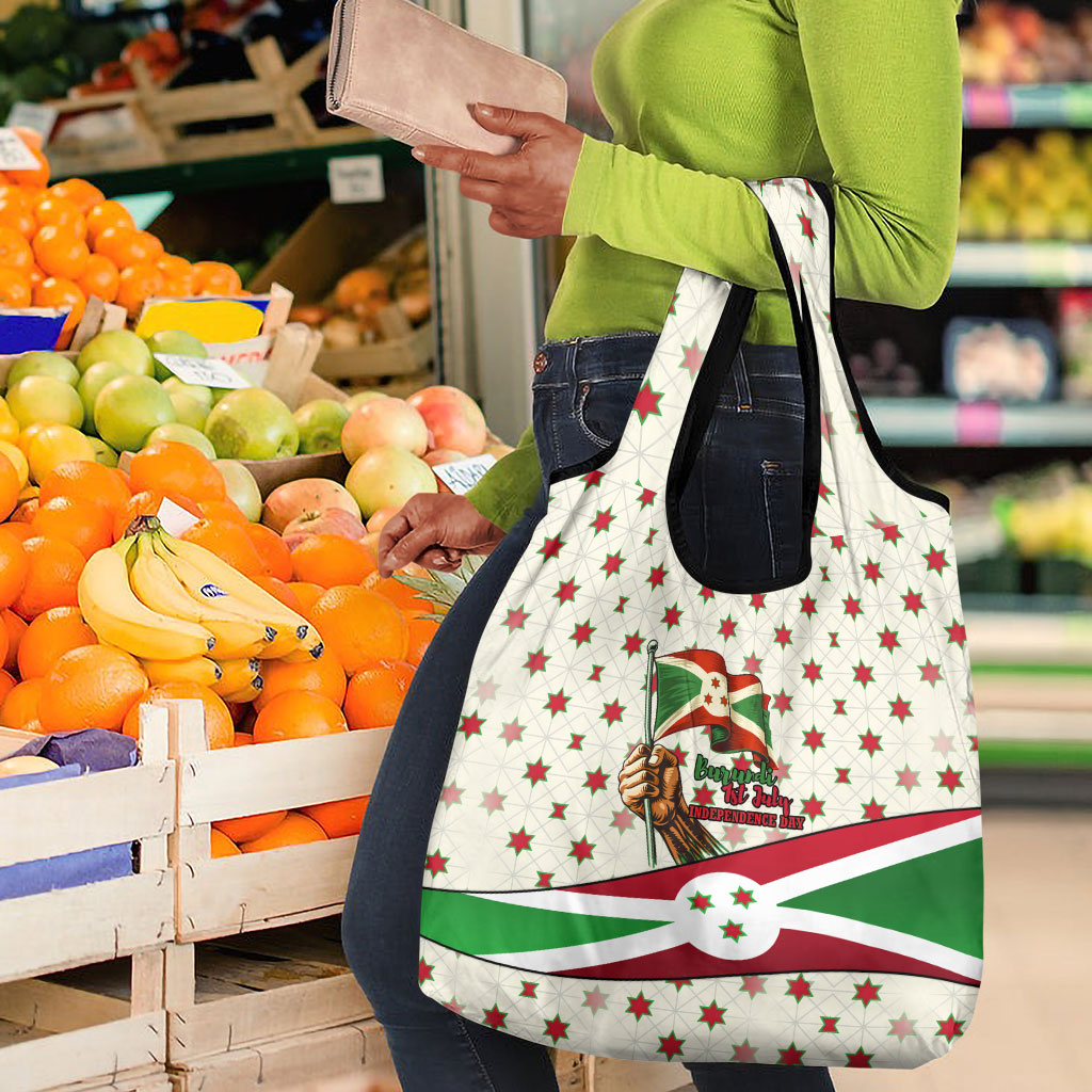 Burundi 1st July Independence Day Grocery Bag Patriotic Flag Portrait Art - Geometric Star Pattern