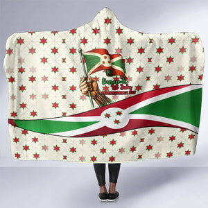 Burundi 1st July Independence Day Hooded Blanket Patriotic Flag Portrait Art - Geometric Star Pattern