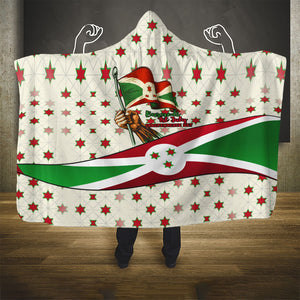 Burundi 1st July Independence Day Hooded Blanket Patriotic Flag Portrait Art - Geometric Star Pattern