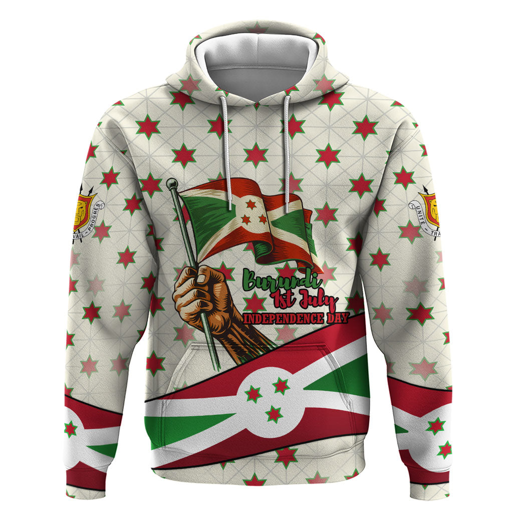 Burundi 1st July Independence Day Hoodie Patriotic Flag Portrait Art - Geometric Star Pattern