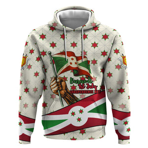 Burundi 1st July Independence Day Hoodie Patriotic Flag Portrait Art - Geometric Star Pattern