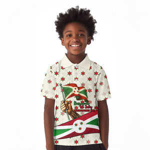 Burundi 1st July Independence Day Kid Polo Shirt Patriotic Flag Portrait Art - Geometric Star Pattern