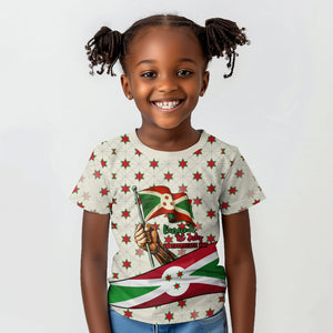 Burundi 1st July Independence Day Kid T shirt Patriotic Flag Portrait Art - Geometric Star Pattern