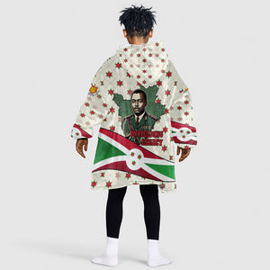 Burundi 1st July Independence Day Kid Wearable Blanket Hoodie Patriotic Flag Portrait Art - Geometric Star Pattern