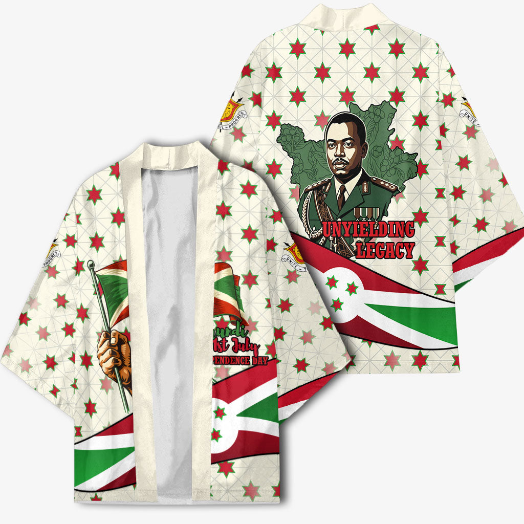 Burundi 1st July Independence Day Kimono Patriotic Flag Portrait Art - Geometric Star Pattern
