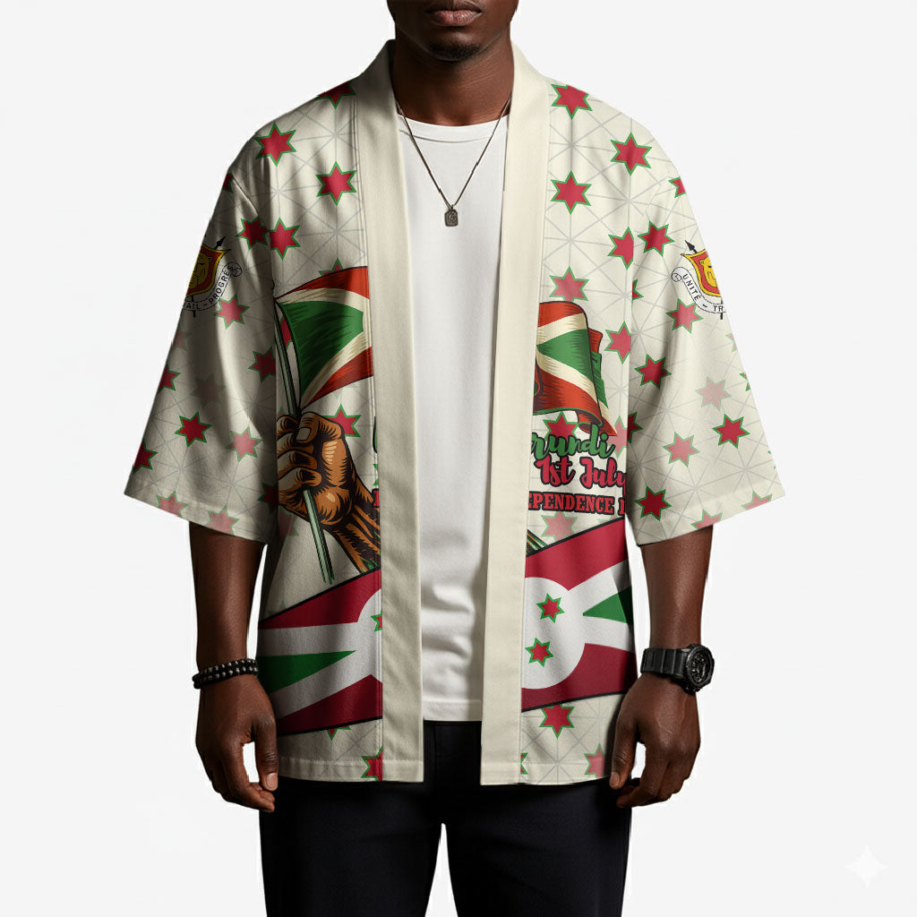 Burundi 1st July Independence Day Kimono Patriotic Flag Portrait Art - Geometric Star Pattern