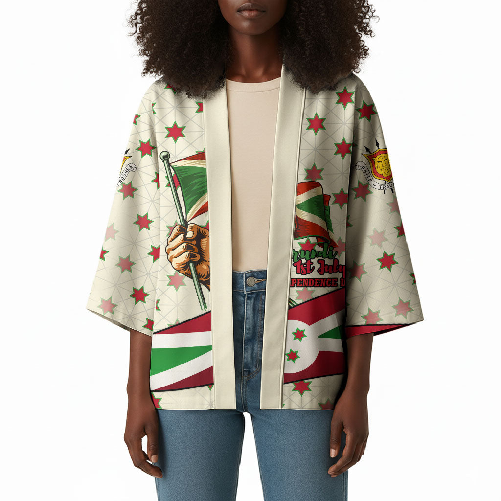 Burundi 1st July Independence Day Kimono Patriotic Flag Portrait Art - Geometric Star Pattern