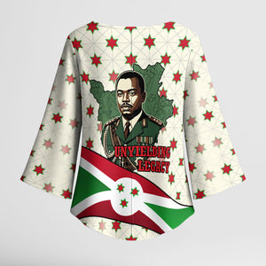 Burundi 1st July Independence Day Kimono Sleeve Blouse Patriotic Flag Portrait Art - Geometric Star Pattern
