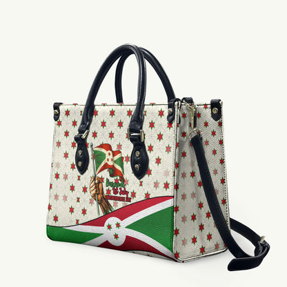 Burundi 1st July Independence Day Leather Bag Patriotic Flag Portrait Art - Geometric Star Pattern