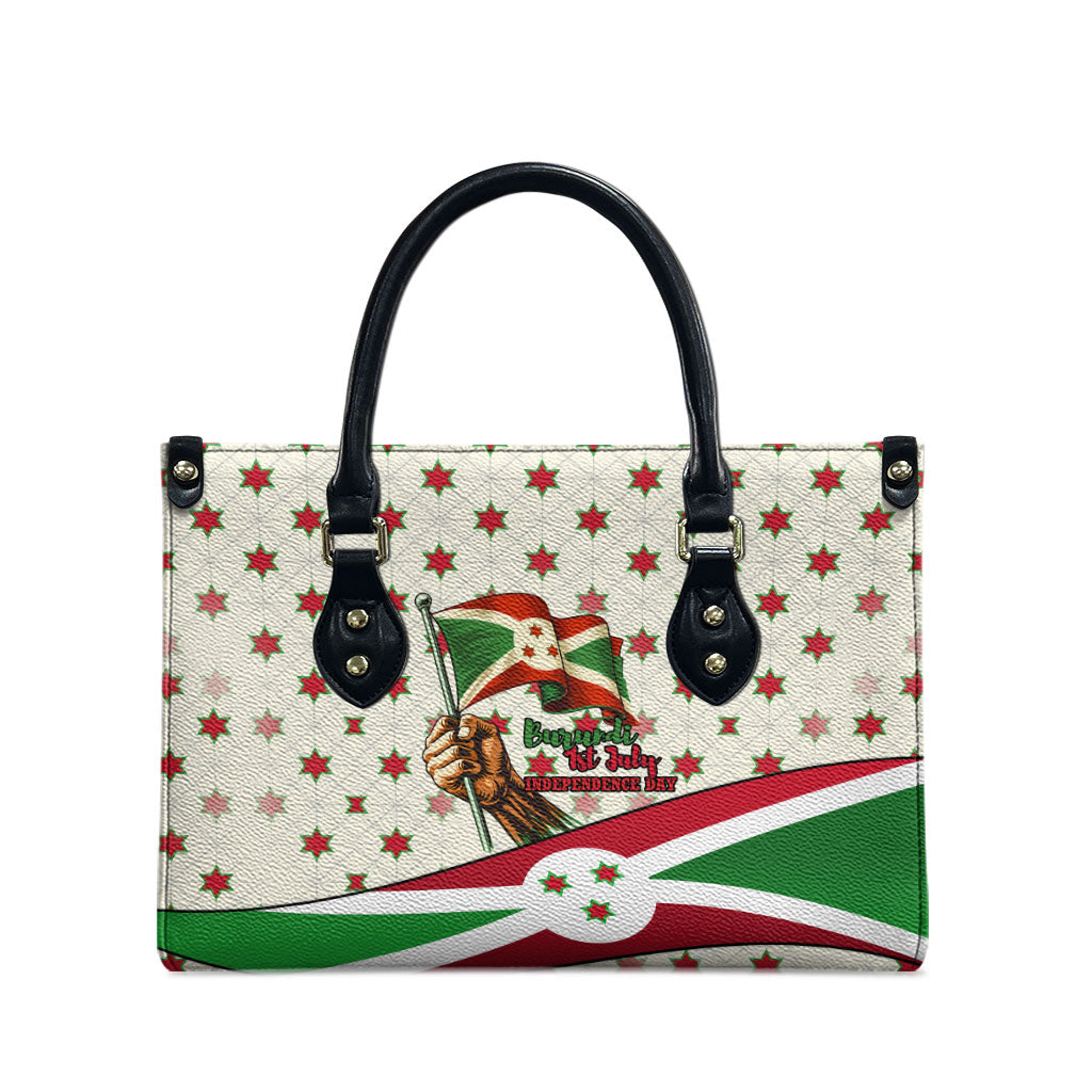 Burundi 1st July Independence Day Leather Bag Patriotic Flag Portrait Art - Geometric Star Pattern