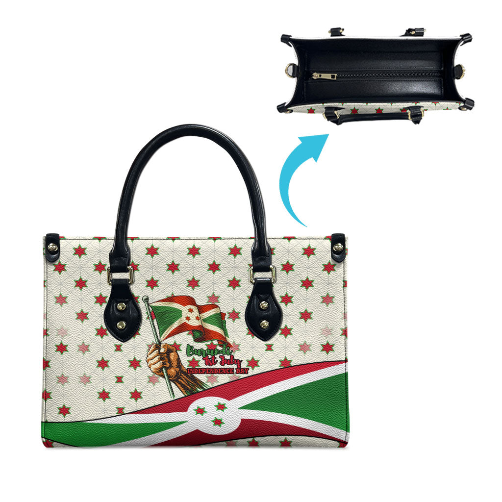Burundi 1st July Independence Day Leather Bag Patriotic Flag Portrait Art - Geometric Star Pattern