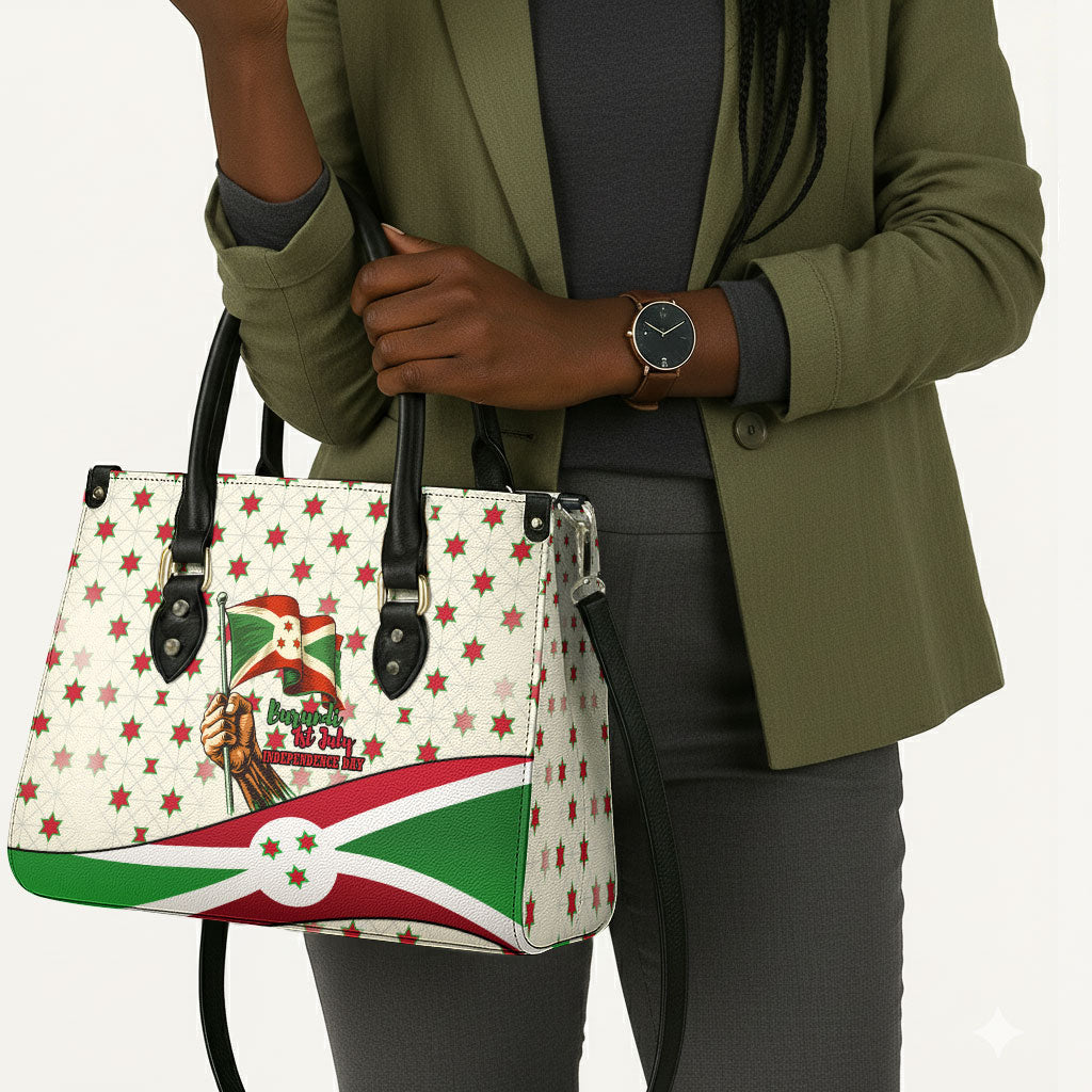 Burundi 1st July Independence Day Leather Bag Patriotic Flag Portrait Art - Geometric Star Pattern