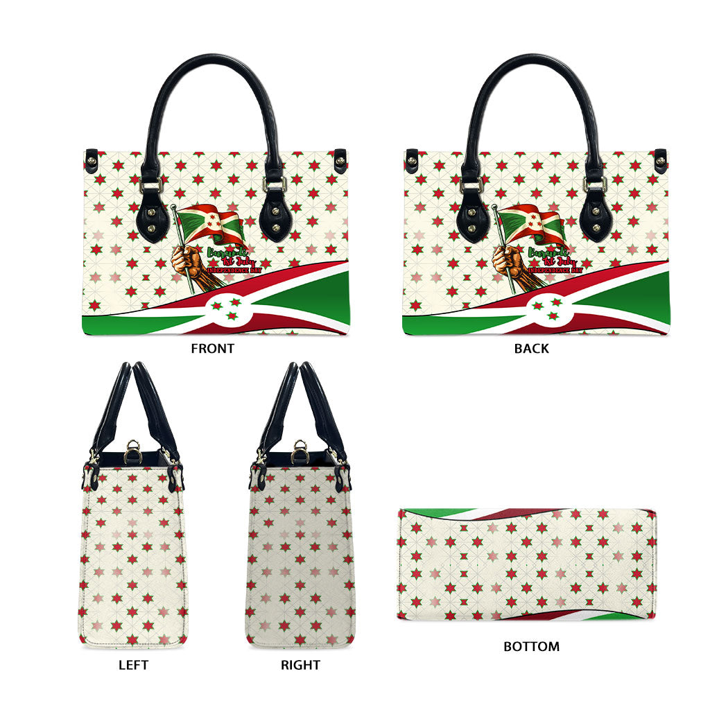 Burundi 1st July Independence Day Leather Bag Patriotic Flag Portrait Art - Geometric Star Pattern