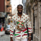 Burundi 1st July Independence Day Long Sleeve Button Shirt Patriotic Flag Portrait Art - Geometric Star Pattern