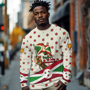 Burundi 1st July Independence Day Long Sleeve Shirt Patriotic Flag Portrait Art - Geometric Star Pattern