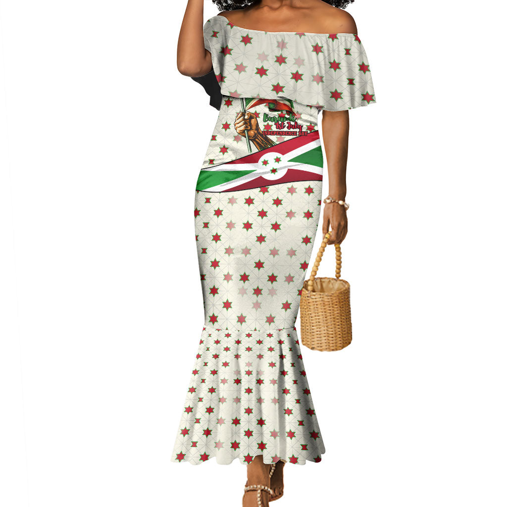 Burundi 1st July Independence Day Mermaid Dress Patriotic Flag Portrait Art - Geometric Star Pattern