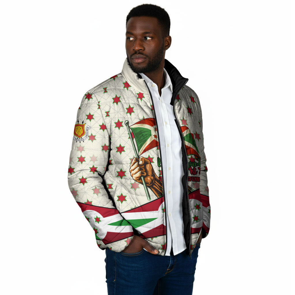 Burundi 1st July Independence Day Padded Jacket Patriotic Flag Portrait Art - Geometric Star Pattern