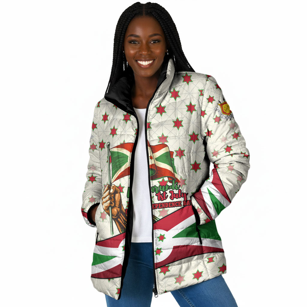 Burundi 1st July Independence Day Padded Jacket Patriotic Flag Portrait Art - Geometric Star Pattern