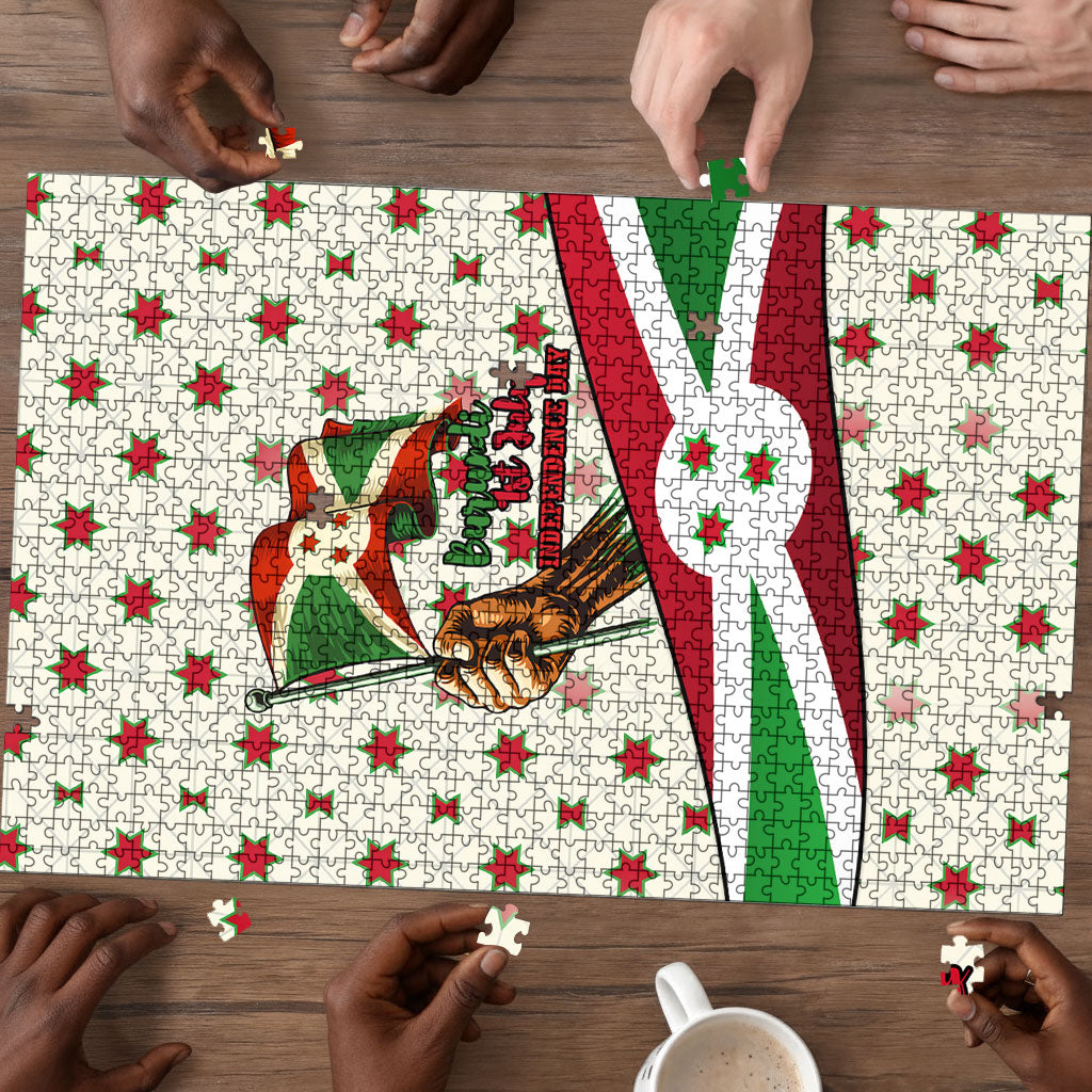 Burundi 1st July Independence Day Puzzle Patriotic Flag Portrait Art - Geometric Star Pattern