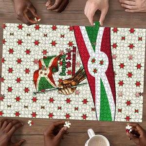 Burundi 1st July Independence Day Puzzle Patriotic Flag Portrait Art - Geometric Star Pattern
