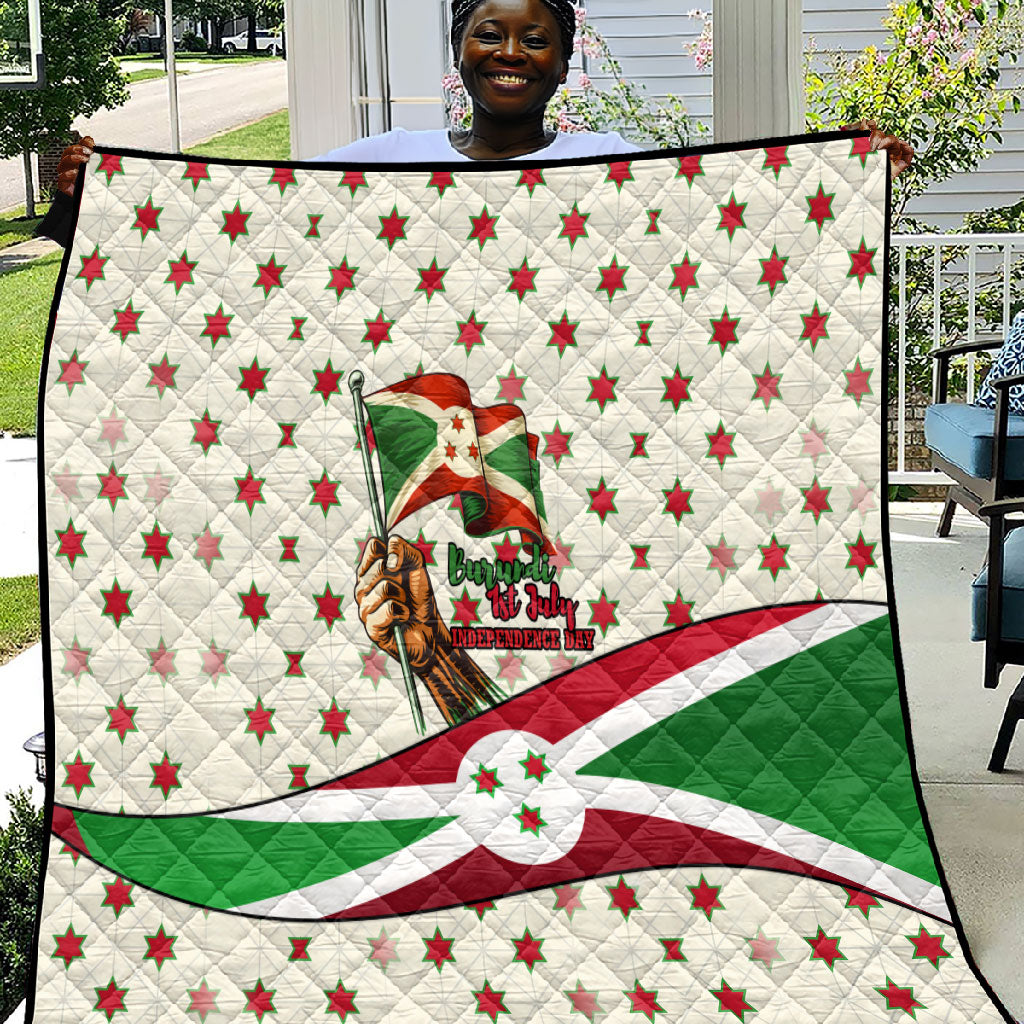 Burundi 1st July Independence Day Quilt Patriotic Flag Portrait Art - Geometric Star Pattern
