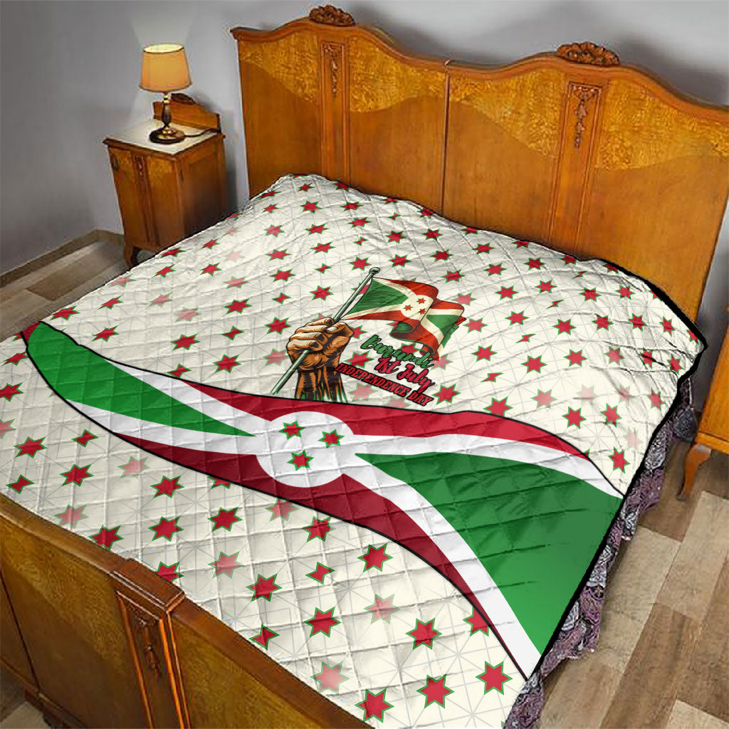 Burundi 1st July Independence Day Quilt Patriotic Flag Portrait Art - Geometric Star Pattern