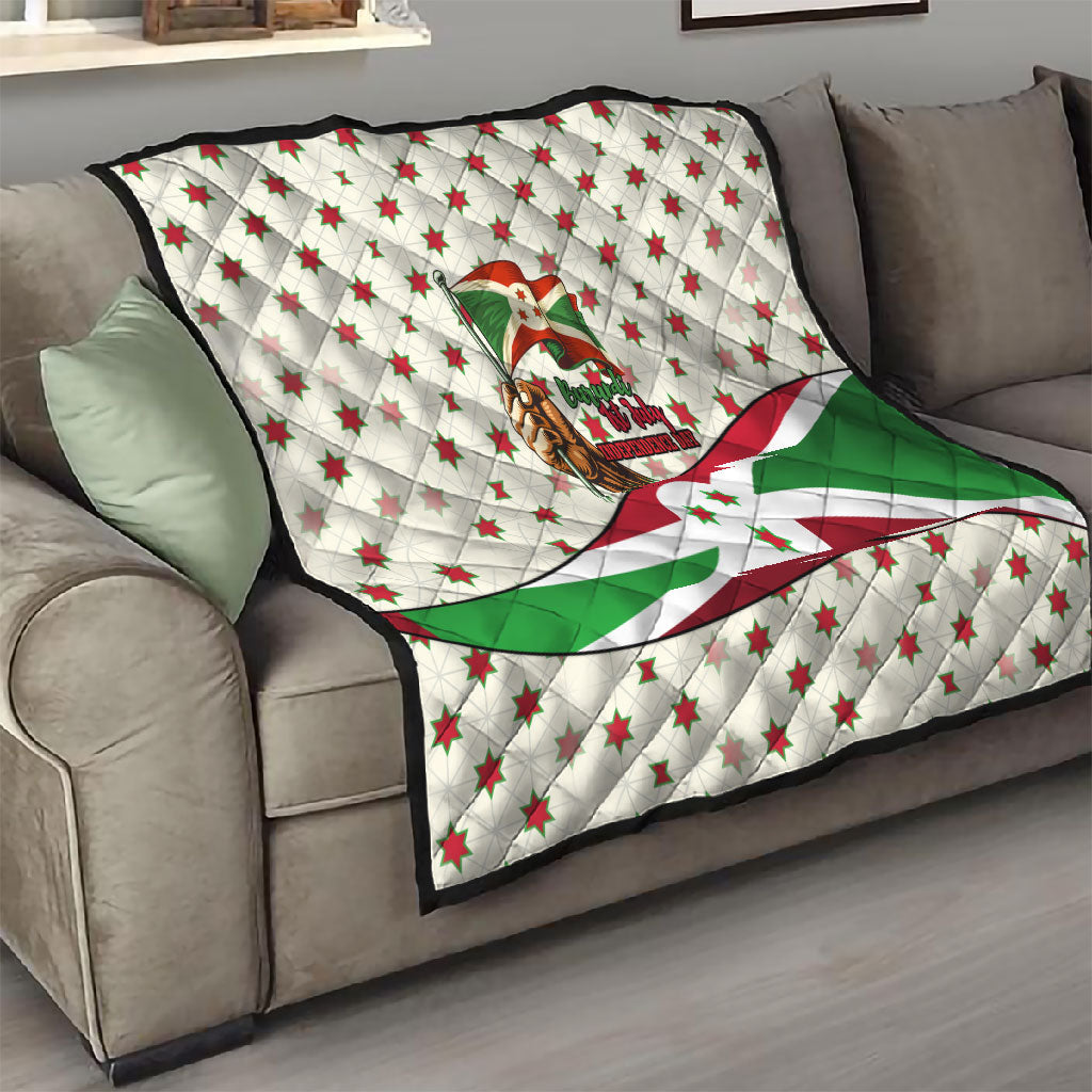 Burundi 1st July Independence Day Quilt Patriotic Flag Portrait Art - Geometric Star Pattern