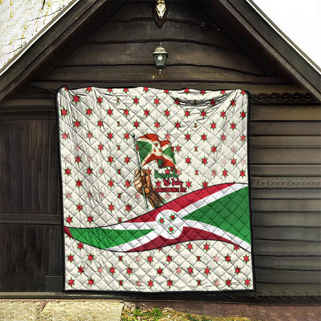 Burundi 1st July Independence Day Quilt Patriotic Flag Portrait Art - Geometric Star Pattern