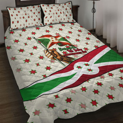 Burundi 1st July Independence Day Quilt Bed Set Patriotic Flag Portrait Art - Geometric Star Pattern