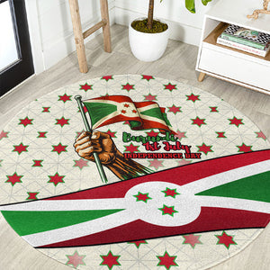 Burundi 1st July Independence Day Round Carpet Patriotic Flag Portrait Art - Geometric Star Pattern