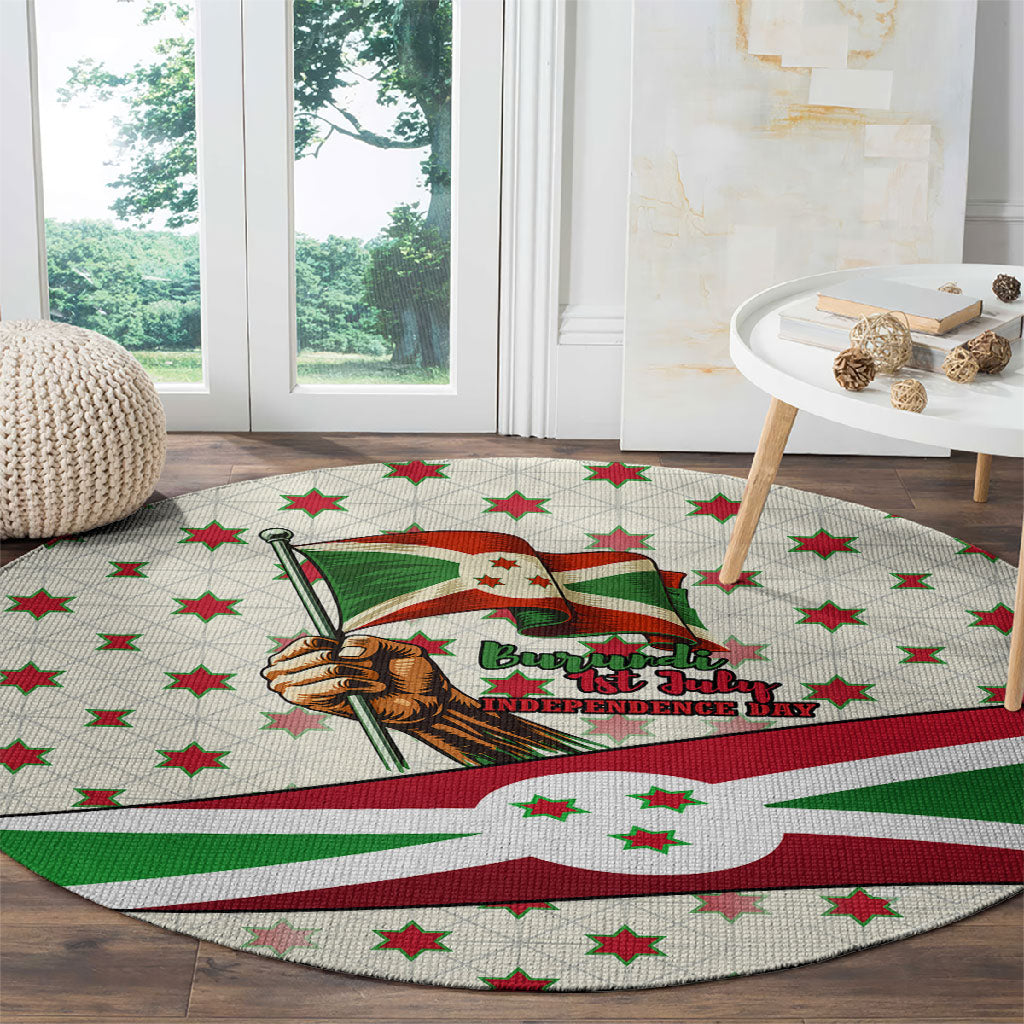 Burundi 1st July Independence Day Round Carpet Patriotic Flag Portrait Art - Geometric Star Pattern