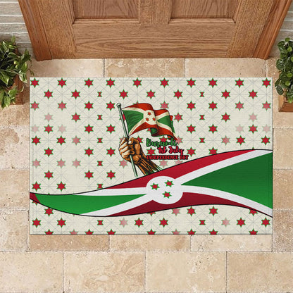 Burundi 1st July Independence Day Rubber Doormat Patriotic Flag Portrait Art - Geometric Star Pattern