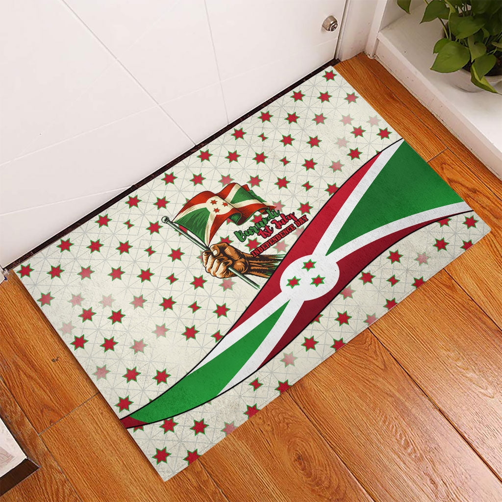 Burundi 1st July Independence Day Rubber Doormat Patriotic Flag Portrait Art - Geometric Star Pattern