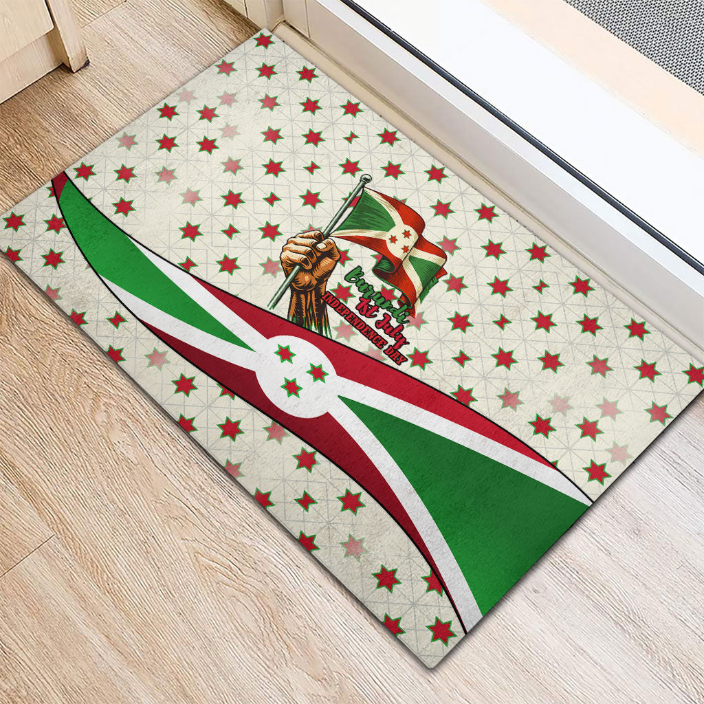 Burundi 1st July Independence Day Rubber Doormat Patriotic Flag Portrait Art - Geometric Star Pattern