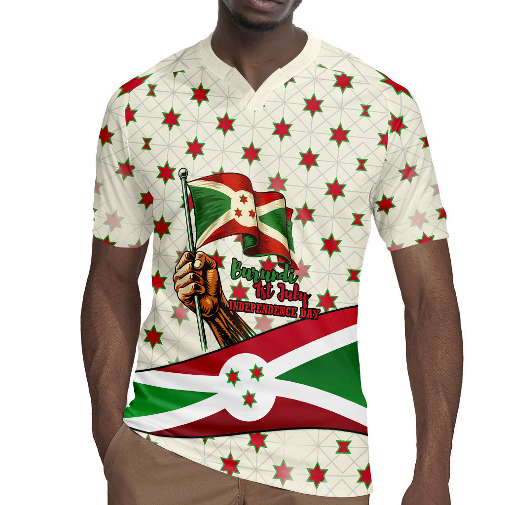 Burundi 1st July Independence Day Rugby Jersey Patriotic Flag Portrait Art - Geometric Star Pattern