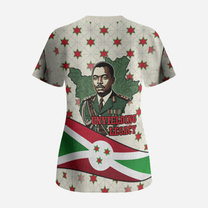 Burundi 1st July Independence Day Scrub Top Patriotic Flag Portrait Art - Geometric Star Pattern