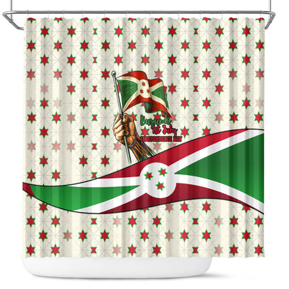 Burundi 1st July Independence Day Shower Curtain Patriotic Flag Portrait Art - Geometric Star Pattern