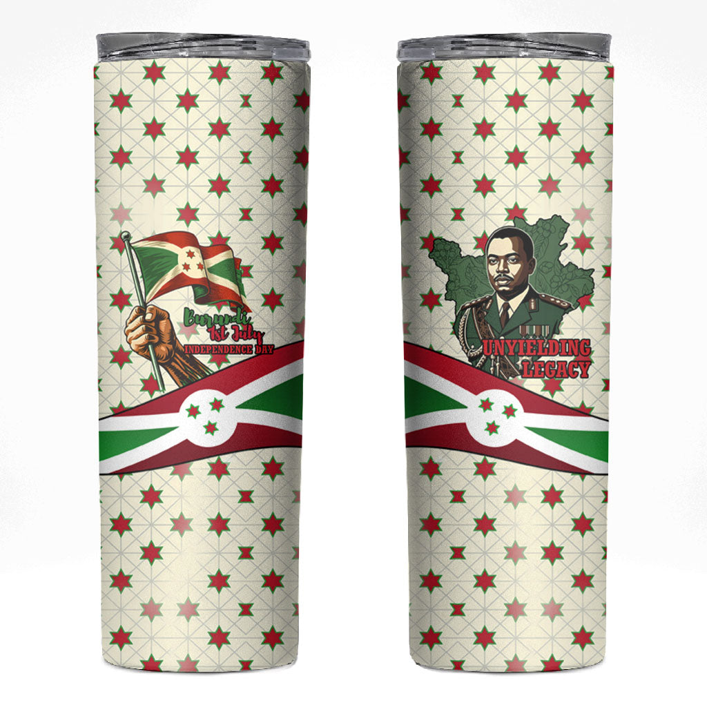 Burundi 1st July Independence Day Skinny Tumbler Patriotic Flag Portrait Art - Geometric Star Pattern