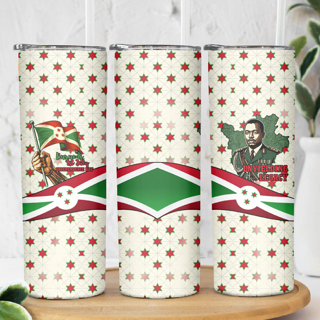 Burundi 1st July Independence Day Skinny Tumbler Patriotic Flag Portrait Art - Geometric Star Pattern