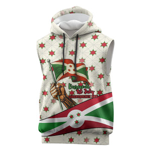 Burundi 1st July Independence Day Sleeveless Hoodie Patriotic Flag Portrait Art - Geometric Star Pattern