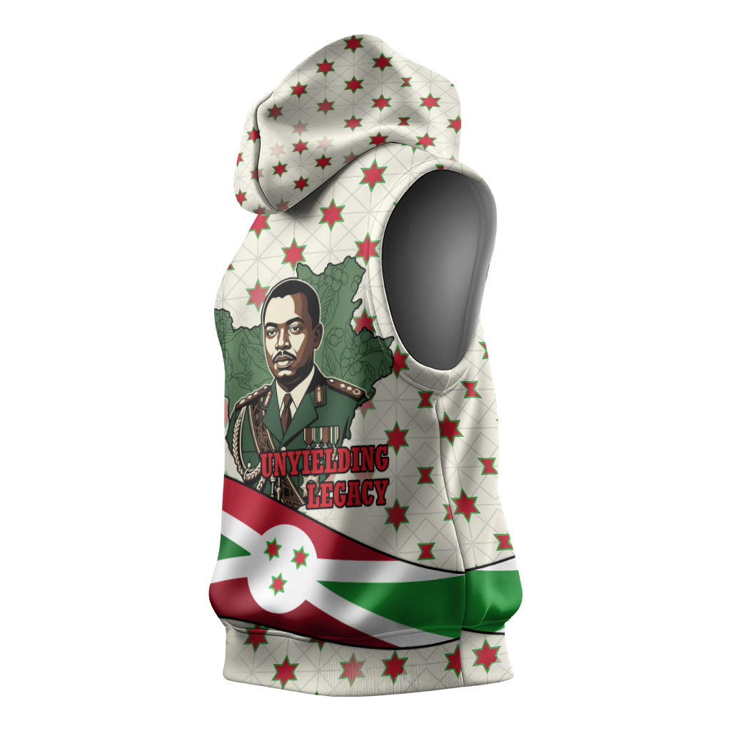 Burundi 1st July Independence Day Sleeveless Hoodie Patriotic Flag Portrait Art - Geometric Star Pattern