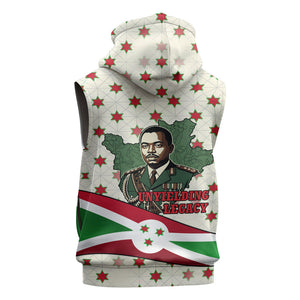 Burundi 1st July Independence Day Sleeveless Zip Hoodie Patriotic Flag Portrait Art - Geometric Star Pattern