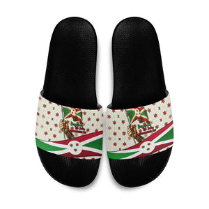 Burundi 1st July Independence Day Slide Sandals Patriotic Flag Portrait Art - Geometric Star Pattern