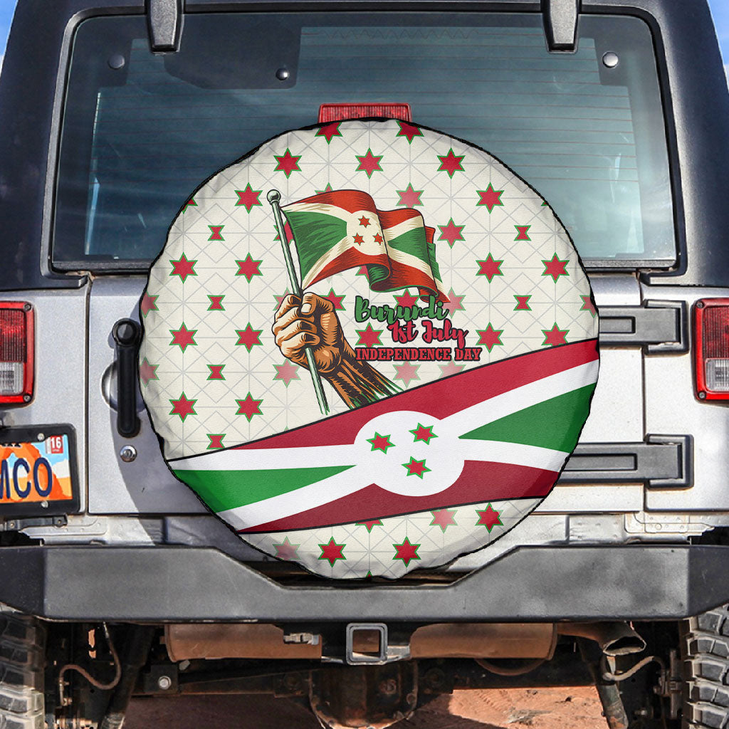 Burundi 1st July Independence Day Spare Tire Cover Patriotic Flag Portrait Art - Geometric Star Pattern