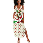 Burundi 1st July Independence Day Summer Maxi Dress Patriotic Flag Portrait Art - Geometric Star Pattern