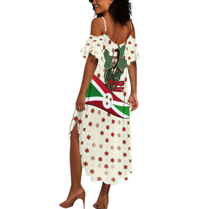 Burundi 1st July Independence Day Summer Maxi Dress Patriotic Flag Portrait Art - Geometric Star Pattern
